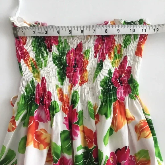Two Palms Hawaiian Print Dress Made in Hawaii One Size Fits All - Picture 4 of 6
